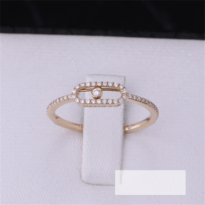 Messika Elegant Engagement Wedding Diamond Ring Move Uno Pavee Ring In 18K Pink Gold