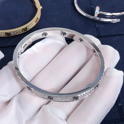 High End Jewelry 18K Gold Car Tier LOVE Bracelet Diamond Paved For Women'S