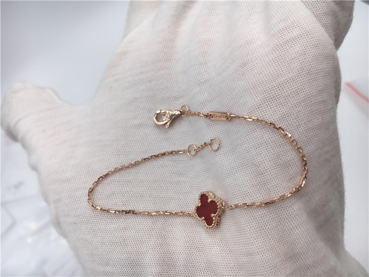 Van Cleef Arpels 18K Gold Bracelet Sweet Style Carnelian For Young Girl