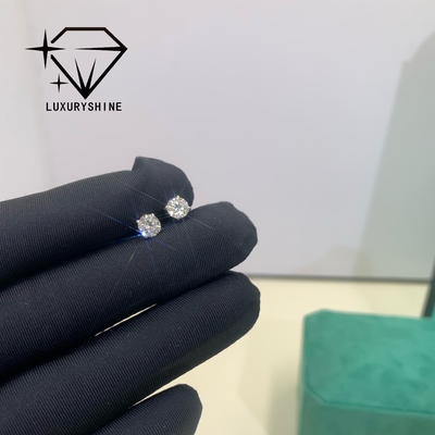 LuxuryShine Round Lab Grown Diamond Stud Earrings VVS2/VS1 Clarity 18K solid Gold custom Jewelry with IGI Certificate fashion earrings Valentine's Day gift