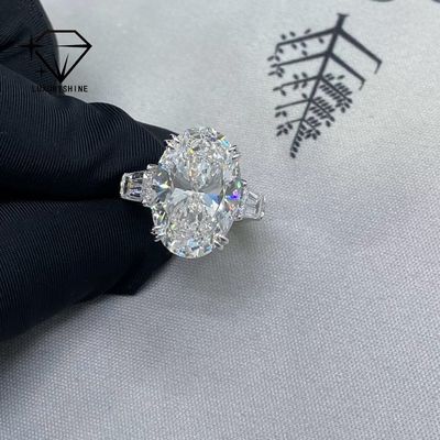Luxuryshine Oval Cut VVS/VS Lab Grown Diamond 10CT Solitaire Ring 18K solid Gold custom Jewelry  With IGI Certificate