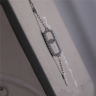 5mm Width Paris Jewelry Luxury Jewelry Move Uno Pave Diamond Bracelet White Gold