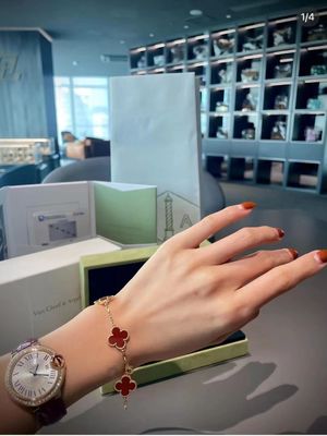 jakość  18K Gold And Real Diamonds Van Cleef And Arpels 5 Motifs Vintage Alhambra Bracelet fabryka