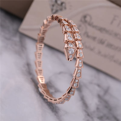 jakość  Luxury Closet Rose Gold Bracelet Serpenti Viper one-coil full diamond Snake Bangle 353792 fabryka