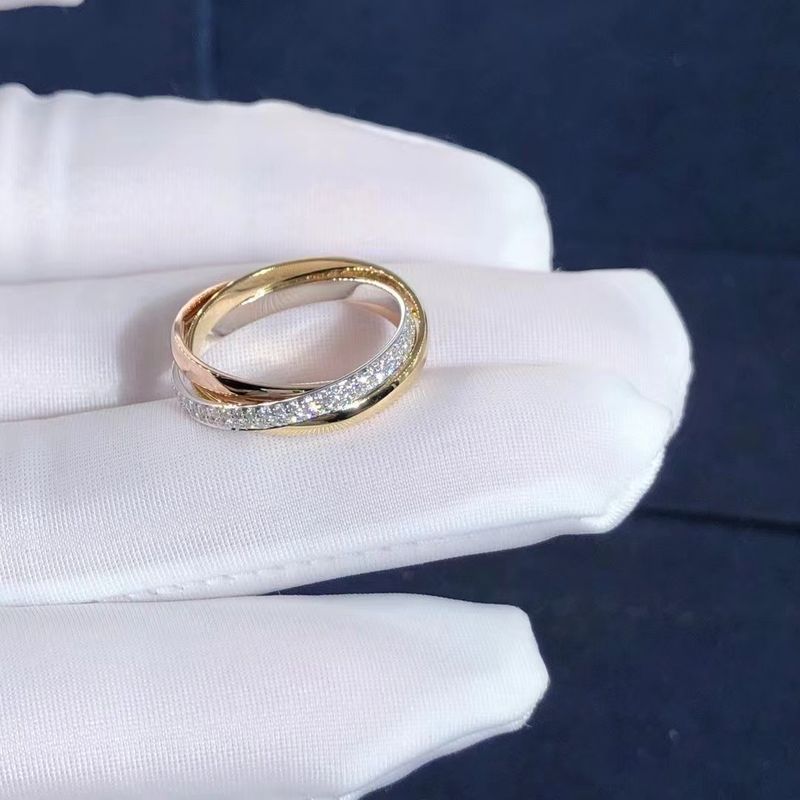Jakość Mały model Cartier Trinity Ring 18-karatowe białe żółte różowe złoto z diamentami fabryka