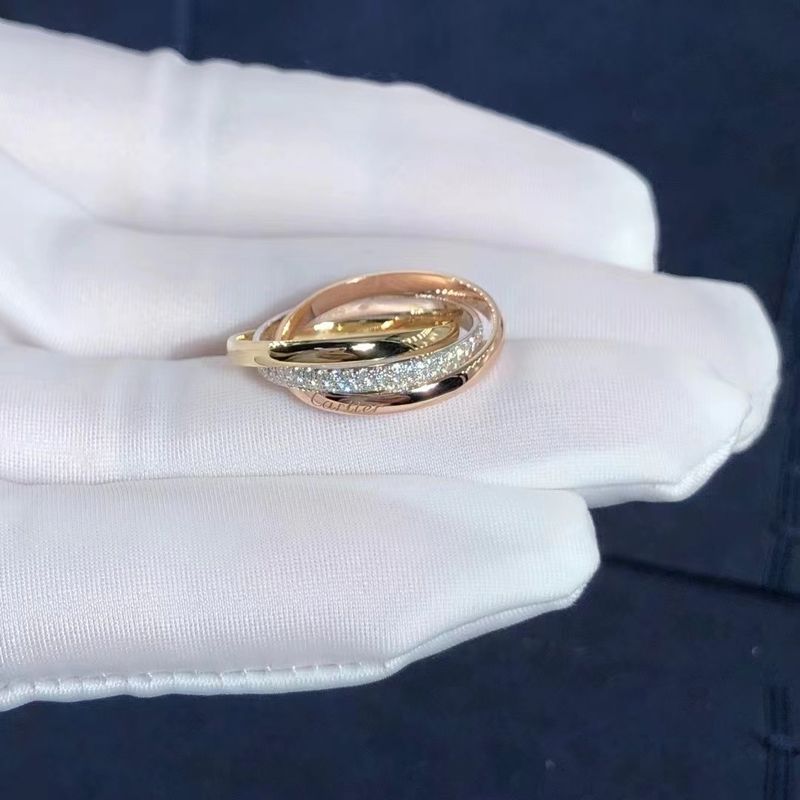 Jakość Mały model Cartier Trinity Ring 18-karatowe białe żółte różowe złoto z diamentami fabryka