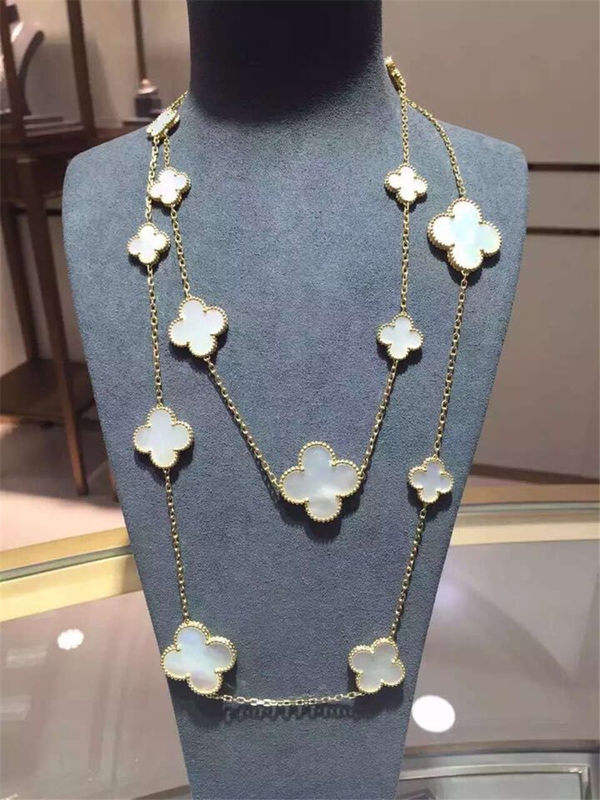 Jakość 16 motywów 18k Van Cleef And Arpels Magic Alhambra Długi naszyjnik Biały Szary Onyks z masy perłowej fabryka
