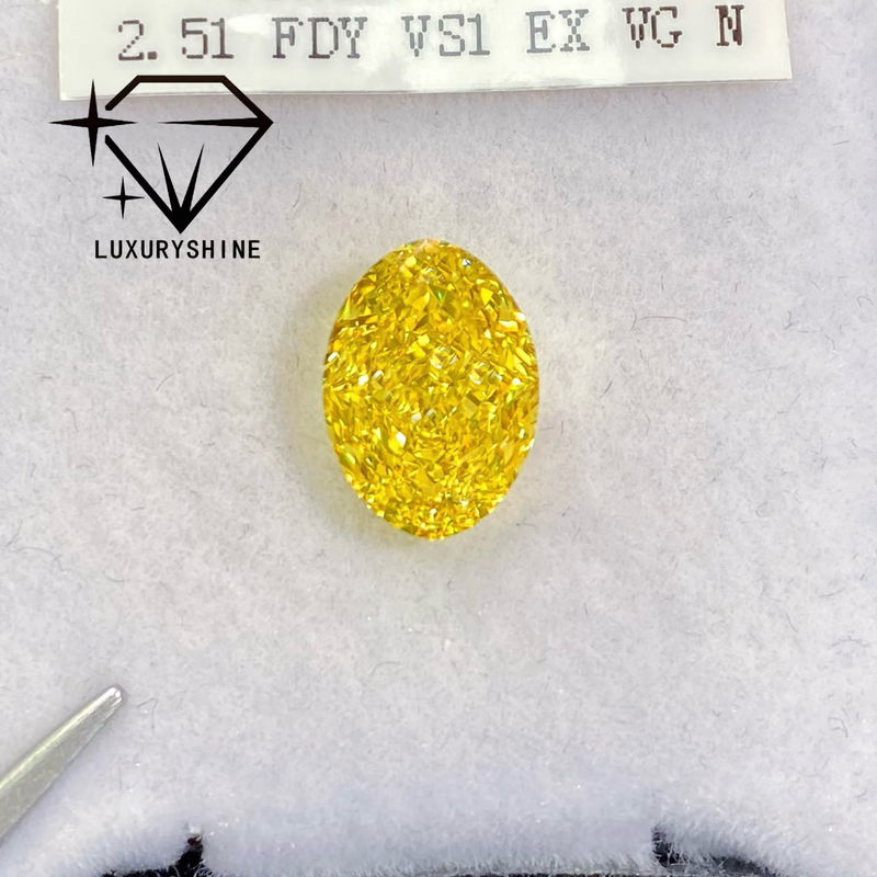 Jakość LuxuryShine VVS-VS Fancy Yellow/Light Yellow/Fancy Intense/Vivid Yellow Laboratory Grown Diamond 1CT 2CT 3CT 4CT 5CT Oval Excellent Cut With Certificate & Customized Jewelry fabryka