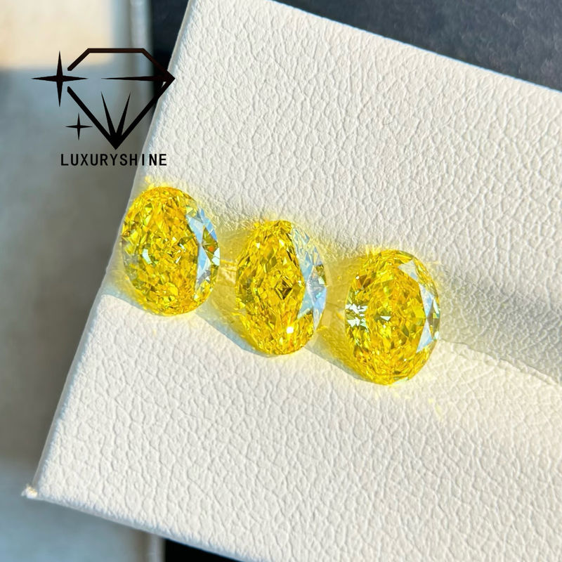 Jakość LuxuryShine VVS-VS Fancy Yellow/Light Yellow/Fancy Intense/Vivid Yellow Laboratory Grown Diamond 1CT 2CT 3CT 4CT 5CT Oval Excellent Cut With Certificate & Customized Jewelry fabryka