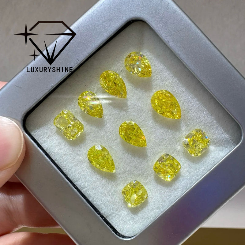 Jakość LuxuryShine VVS-VS Fancy Yellow/Light Yellow/Fancy Intense/Vivid Yellow Laboratory Grown Diamond 1CT 2CT 3CT 4CT 5CT Oval Excellent Cut With Certificate & Customized Jewelry fabryka