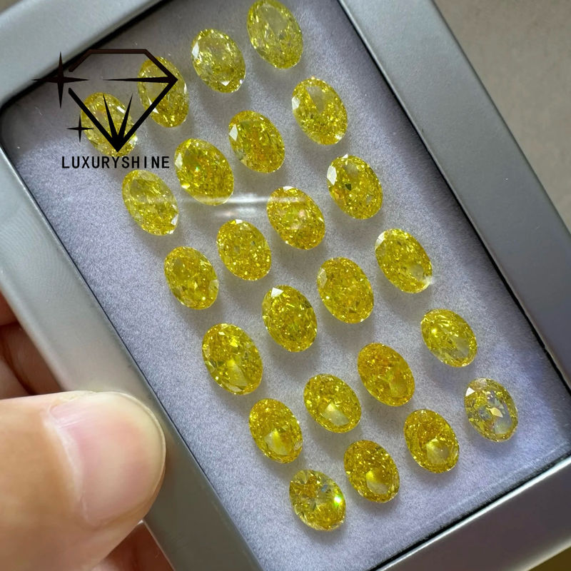 Jakość LuxuryShine VVS-VS Fancy Yellow/Light Yellow/Fancy Intense/Vivid Yellow Laboratory Grown Diamond 1CT 2CT 3CT 4CT 5CT Oval Excellent Cut With Certificate & Customized Jewelry fabryka