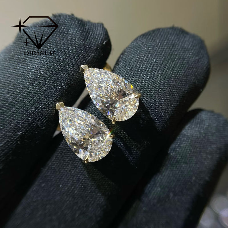 Jakość 18K złota perełka cięcia laboratoryjne wyhodowane diament stud kolczyki VVS-VS jasność fabryka