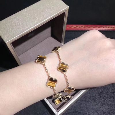 Jakość Bransoletka Van Cleef And Arpels z 5 motywami Vintage Alhambra i Złota 18K fabryka