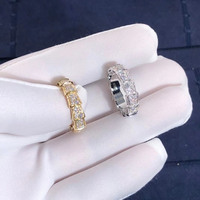 Factory Make BVLGARI Serpenti Viper Ring 18k Gold i prawdziwe diamenty Rose Gold