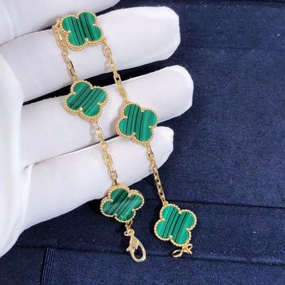 Jakość Czerwona bransoletka Van Cleef Arpels z 18-karatowego złota 5 motywów z kamieniem szlachetnym fabryka