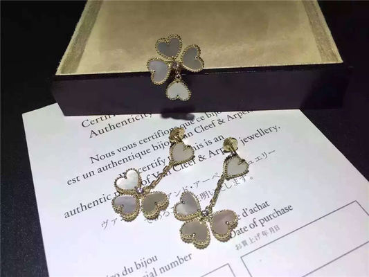 Jakość Kolczyki Van Cleef Sweet Alhambra, białe kolczyki z masy perłowej z okrągłym diamentem fabryka