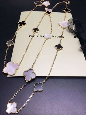 Jakość 16 motywów 18k Van Cleef And Arpels Magic Alhambra Długi naszyjnik Biały Szary Onyks z masy perłowej fabryka