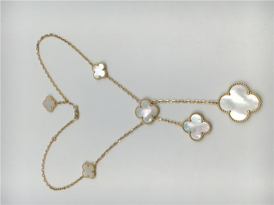 Jakość Biały naszyjnik z masy perłowej Van Cleef Arpels Magic Alhambra 18k żółte złoto fabryka