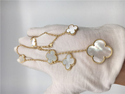 Jakość Biały naszyjnik z masy perłowej Van Cleef Arpels Magic Alhambra 18k żółte złoto fabryka