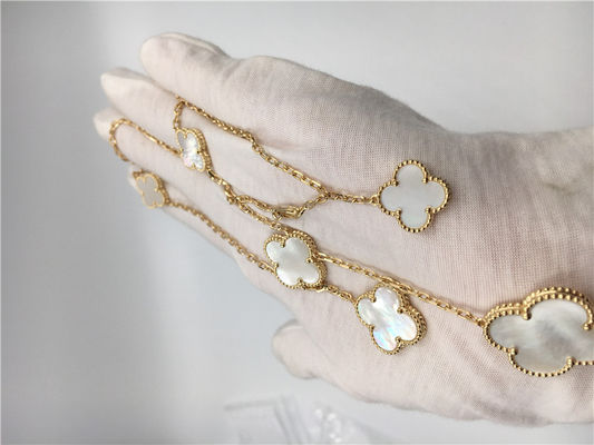 Jakość Biały naszyjnik z masy perłowej Van Cleef Arpels Magic Alhambra 18k żółte złoto fabryka