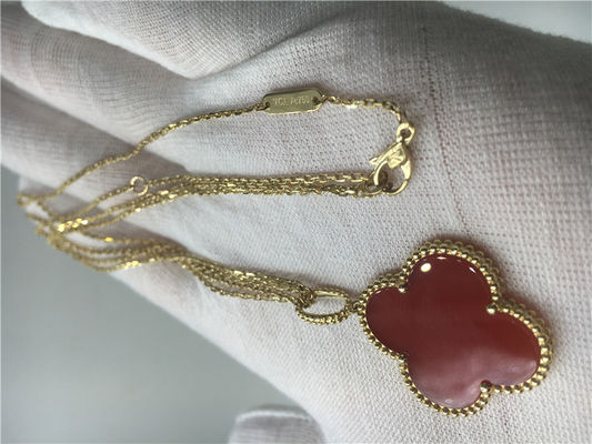 Jakość LongVan Cleef Arpels Złoty naszyjnik 18K w kształcie czerwonego kwiatu bez diamentu fabryka