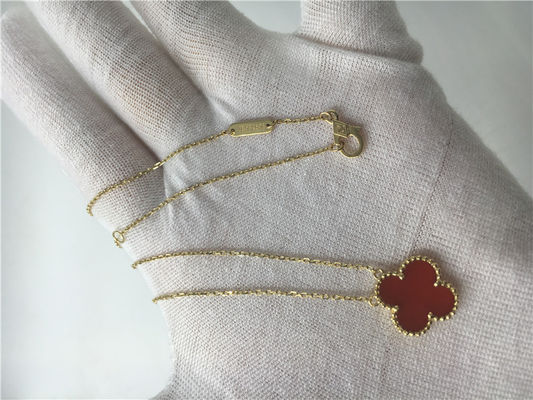 Jakość LongVan Cleef Arpels Złoty naszyjnik 18K w kształcie czerwonego kwiatu bez diamentu fabryka
