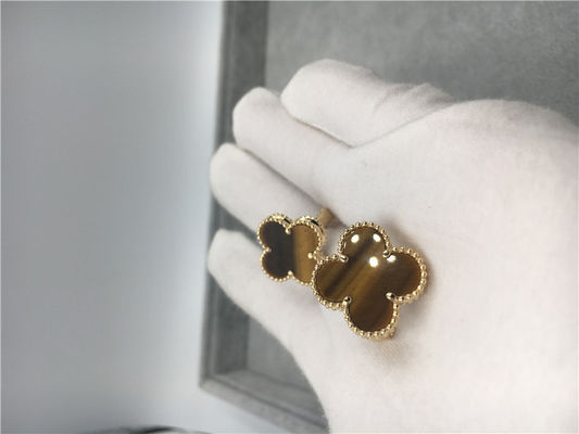 Jakość Kolczyki Van Cleef Arpels Vintage Alhambra 18k żółte złoto z bois d’amourette fabryka