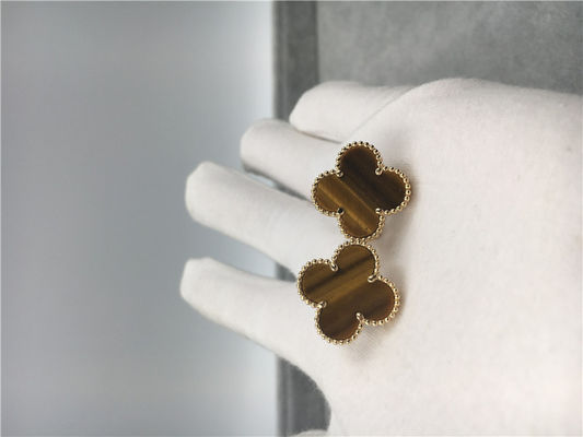Jakość Kolczyki Van Cleef Arpels Vintage Alhambra 18k żółte złoto z bois d’amourette fabryka