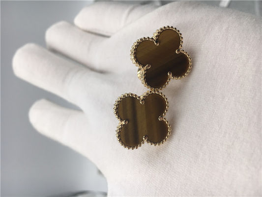 Jakość Kolczyki Van Cleef Arpels Vintage Alhambra 18k żółte złoto z bois d’amourette fabryka