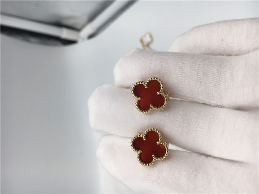 Jakość Van Cleef Arpels Kolczyki Sweet Alhambra 18k żółte złoto z karneolem fabryka
