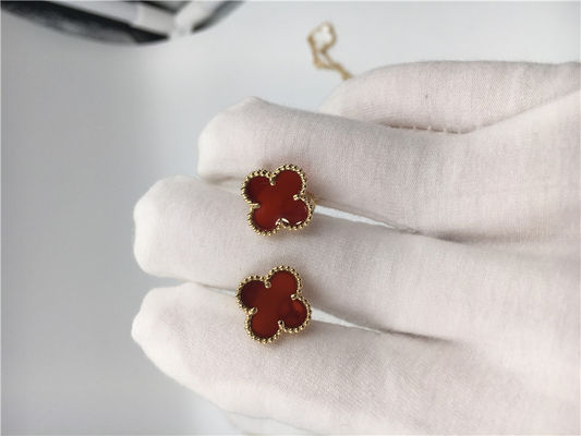 Jakość Van Cleef Arpels Kolczyki Sweet Alhambra 18k żółte złoto z karneolem fabryka