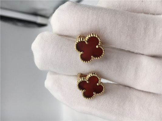 Jakość Van Cleef Arpels Kolczyki Sweet Alhambra 18k żółte złoto z karneolem fabryka