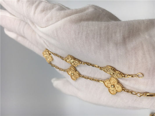 Jakość Damska żółta bransoletka z 5 motywami 18K złota Vintage Alhambra bez kamieni No fabryka