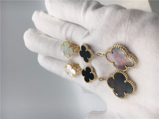 Jakość Kolczyki Van Cleef Arpels Magic Alhambra 18-karatowe żółte złoto z biało-szarą masą perłową fabryka