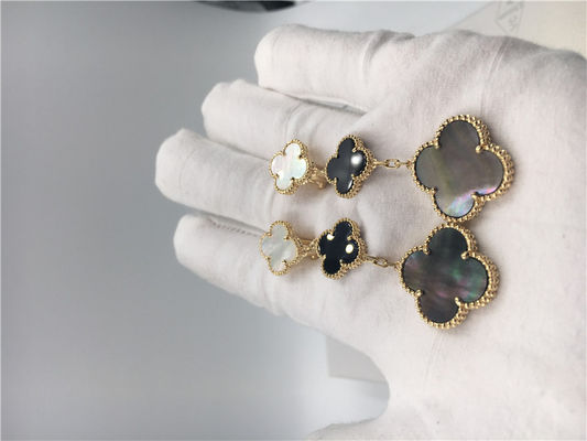 Jakość Kolczyki Van Cleef Arpels Magic Alhambra 18-karatowe żółte złoto z biało-szarą masą perłową fabryka