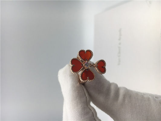 Jakość Pierścionek Van Cleef i Arpels z 18-karatowego różowego złota z karneolem / okrągłym diamentem fabryka