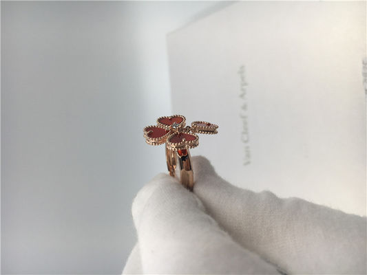 Jakość Pierścionek Van Cleef i Arpels z 18-karatowego różowego złota z karneolem / okrągłym diamentem fabryka