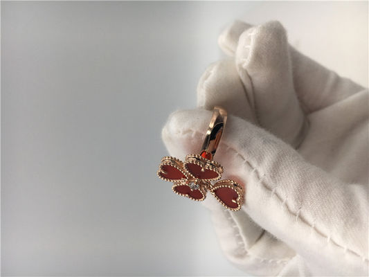 Jakość Pierścionek Van Cleef i Arpels z 18-karatowego różowego złota z karneolem / okrągłym diamentem fabryka