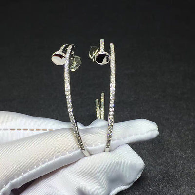 Jakość No Gemstone Juste Un Clou Kolczyki Kształt Paznokci 18K Białe Złoto Z Diamentami fabryka