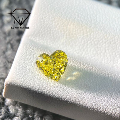 Jakość LuxuryShine VS1 Diament Hodowlany Fancy Yellow w Kształcie Serca 1CT 2CT 3CT 4CT 5CT Prawdziwe Diamenty z Certyfikatem IGI fabryka