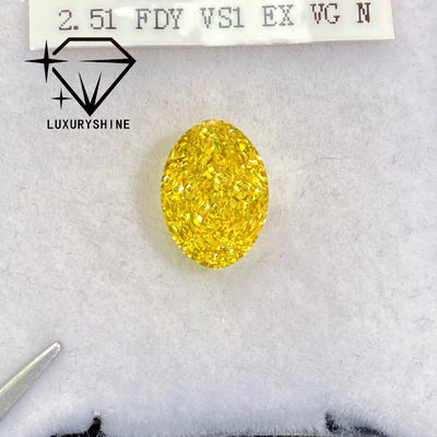 Jakość LuxuryShine VVS-VS Fancy Yellow/Light Yellow/Fancy Intense/Vivid Yellow Laboratory Grown Diamond 1CT 2CT 3CT 4CT 5CT Oval Excellent Cut With Certificate & Customized Jewelry fabryka