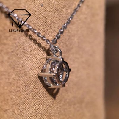 Jakość LuxuryShine Round Lab Grown Diamond Necklace VVS2/VS1 Jasność D-F Kolor 18K Solid Gold Custom Jewelry with IGI Certificate fabryka
