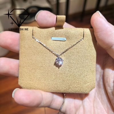 Jakość LuxuryShine Round Lab Grown Diamond Necklace VVS2/VS1 Jasność D-F Kolor 18K Solid Gold Custom Jewelry with IGI Certificate fabryka