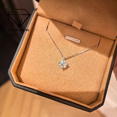 Jakość LuxuryShine Round Lab Grown Diamond Necklace VVS2/VS1 Jasność D-F Kolor 18K Solid Gold Custom Jewelry with IGI Certificate fabryka