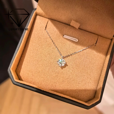LuxuryShine Round Lab Grown Diamond Necklace VVS2/VS1 Jasność D-F Kolor 18K Solid Gold Custom Jewelry with IGI Certificate