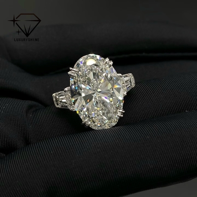 Luxuryshine Pierścionek z brylantem o owalnym szlifie VVS/VS wyhodowanym w laboratorium 10CT, pierścionek z brylantem w szlifie Solitaire z 18-karatowego litego złota, biżuteria na zamówienie z certyfikatem IGI