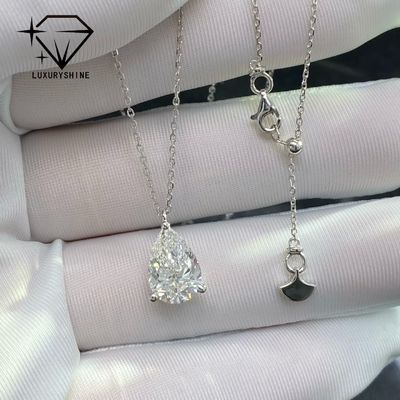 Jakość Naszyjnik z diamentem gruszką hodowanym w laboratorium, 18-karatowe złoto, przejrzystość VVS-VS fabryka