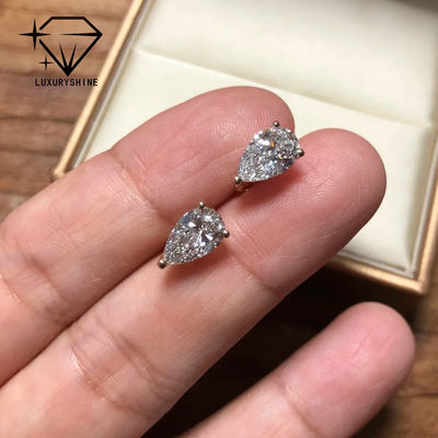 Jakość 18K złota perełka cięcia laboratoryjne wyhodowane diament stud kolczyki VVS-VS jasność fabryka