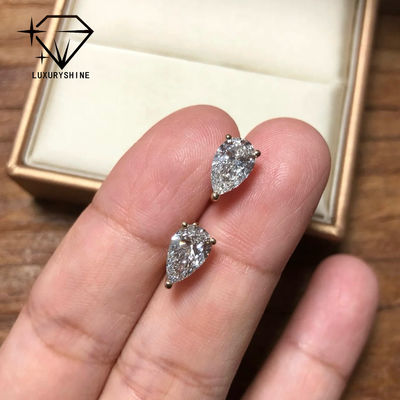 Jakość 18K złota perełka cięcia laboratoryjne wyhodowane diament stud kolczyki VVS-VS jasność fabryka