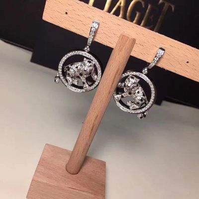 Jakość Diamenty Kolczyki ze złota 18K Biżuteria PanthèRe De Białe złoto Szmaragdy Jadeitowy Onyks fabryka